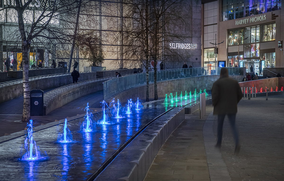 Fountains in Exchange Square Manchester                 